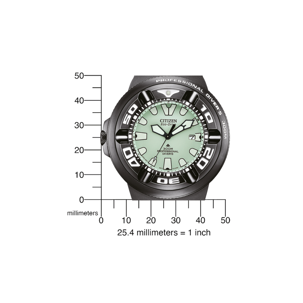 Montre Citizen avec échelle, noire et verte, plongeur professionnel, 300M, Eco-Drive
