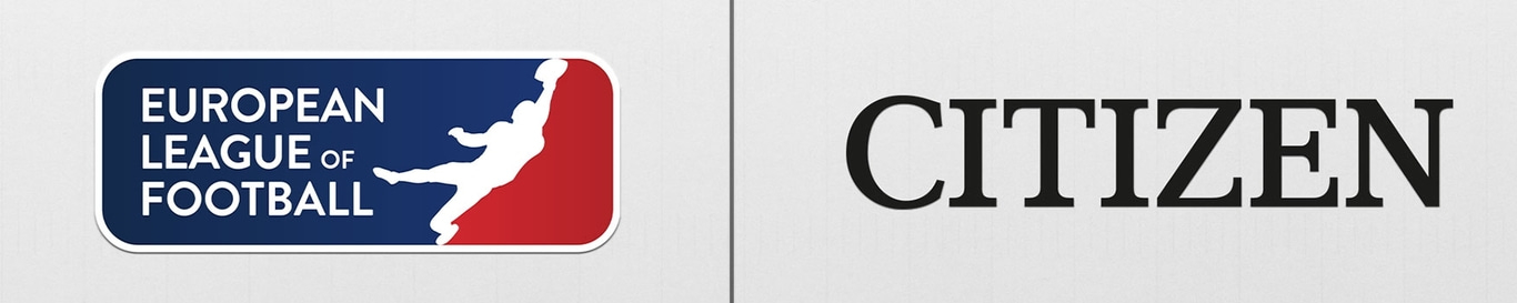 Logos de la European League of Football et Citizen sur fond blanc.