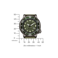 Montre Citizen avec cadran et bracelet verts, affichant l'heure et la date.