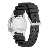 Dos de montre Citizen avec bracelet noir, Eco-Drive, Diver's Watch 200M, ST. STEEL