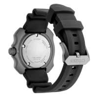 Montre Citizen, dos, bracelet noir, titane, Eco-Drive, résistant magnétique, montre de plongée