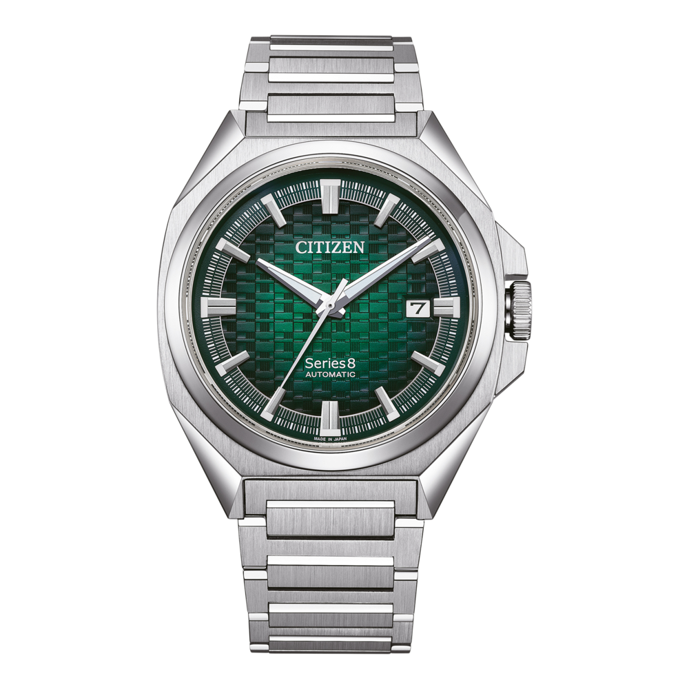 Montre automatique Citizen Series 8 avec cadran vert et bracelet en acier