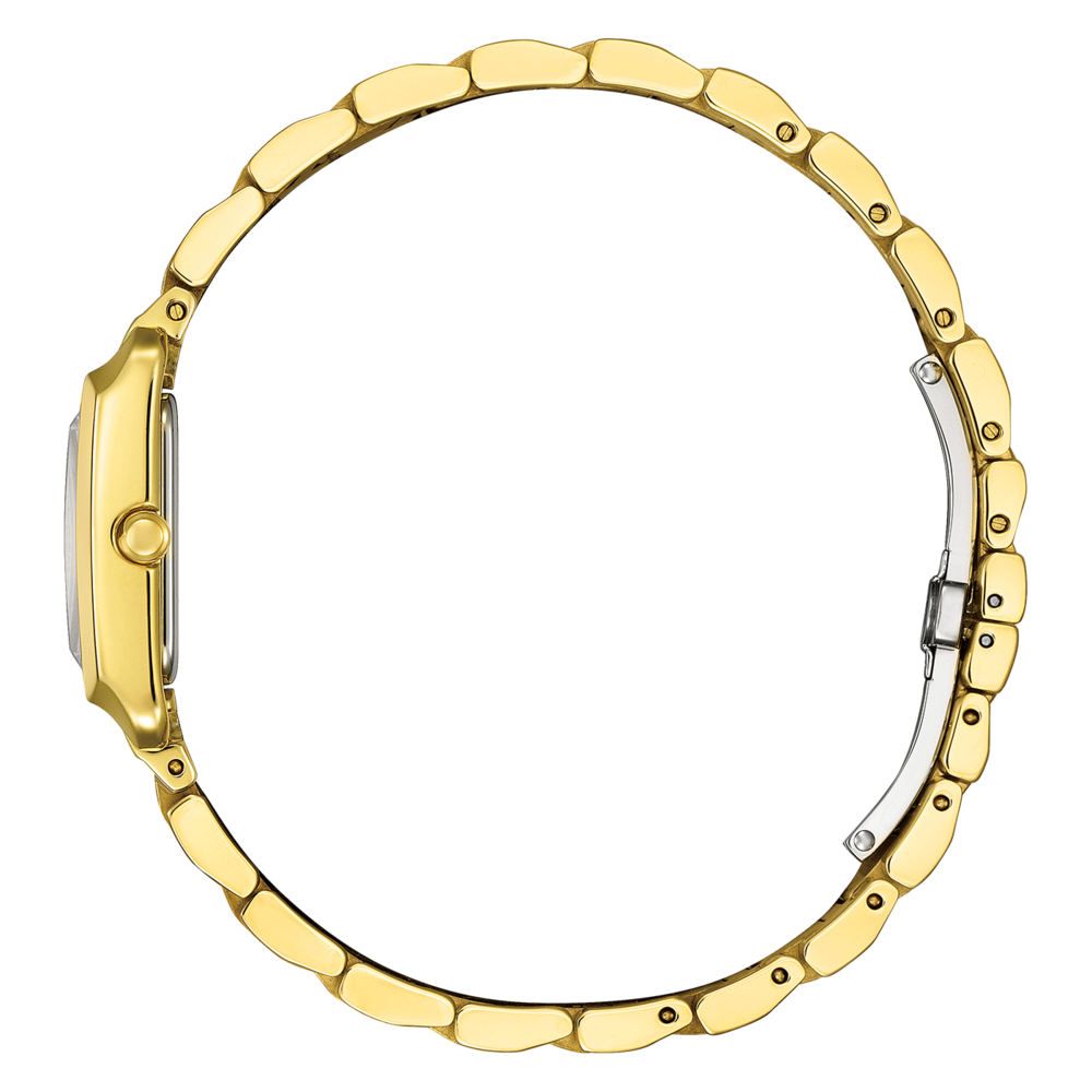 Vue latérale d'une montre en or, design élégant, bracelet brillant, accessoire de luxe, horlogerie
