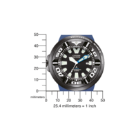 Montre Citizen avec cadran noir, bracelet bleu et détails de plongeur professionnel.
